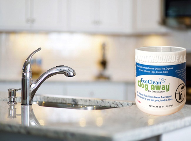 Th&ocirc;ng bồn rửa ch&eacute;n bị nghẹt dầu mỡ bằng vi sinh EcoClean Clog Away