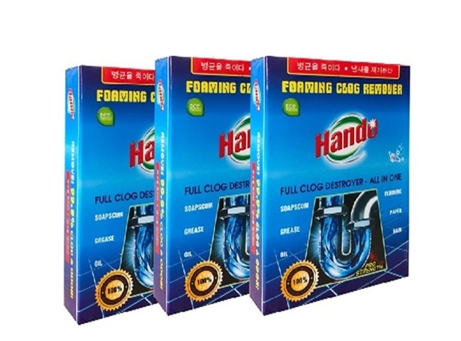 Bột th&ocirc;ng cống Hando gi&uacute;p th&ocirc;ng nghẹt bồn rửa ch&eacute;n